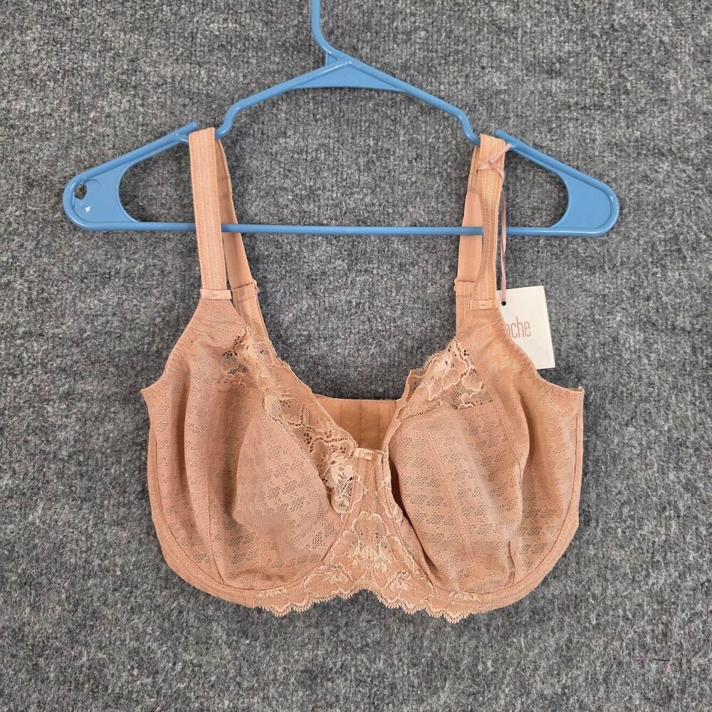 Panache Bra 32J Envy Full Cup Honey Beige Floral Lace Underwire Sheer Lingerie
